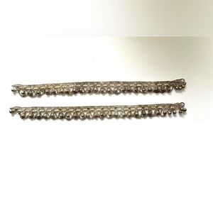 Vintage silver bollywood belly dance anklet set with bells